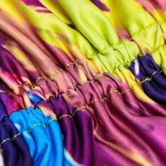 Sexy Colorful Midi Maxi One Shoulder Choker Neck Front Slit Ruched Bodycon Dress - Picture 11 of 12